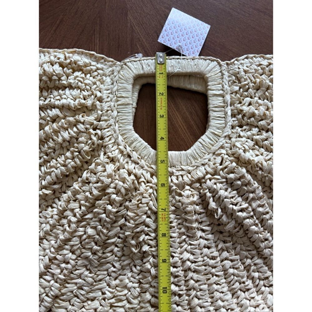 Lulla Collection Saint Tropez half moon crochet Straw clutch bag in cream ho - Picture 6 of 7